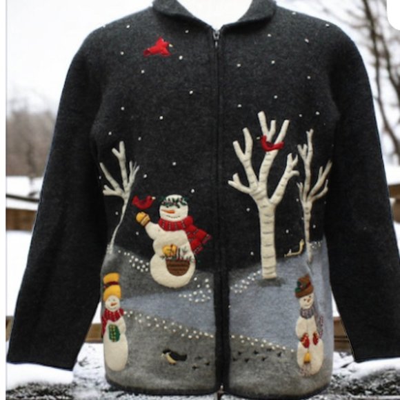Claire Murray Vintage 100% Wool Christmas Cardigan - Picture 1 of 10